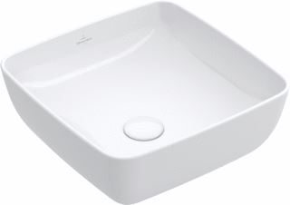 VILLEROY & BOCH ARTIS OPZETWASTAFEL HOEKIG WAND VERHOOGDE VOET GEEN OVERLOOP 410 X 410MM (DXB) STEEN WIT KERAMIEKPLUS 