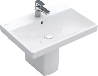 VILLEROY & BOCH AVENTO MEUBELWASTAFEL 650 VOOR 3-GATS ARMATUUR MIDDELSTE KRAANGAT DOORGESTOKEN MET OVERLOOP STONE WHITE C+ 