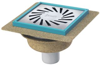 AQUABERG 2030 VLOERPUT M.VOEGFRAME 10MM M.RVS ROOSTER ONDERUITLAAT 50MM VERSTELBAAR 146X146MM