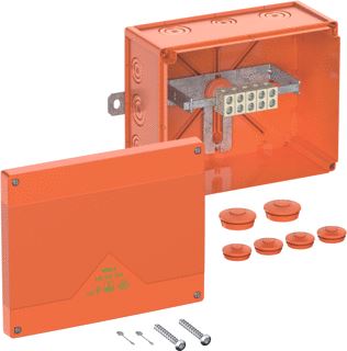 SPELSBERG KABELAFTAKDOOS WKE 6 5 X 6² 16 INVOEREN 250X200X120 450V E90-35 55 GRADEN C IP66 KUNSTSTOF ORANJE 