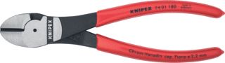 KNIPEX KRACHT-ZIJSNIJTANG MET KUNSTSTOF BEKLEED ZWART GEATRAMENTEERD GEPOLIJST 180 MM SNIJKANT MET FACET 