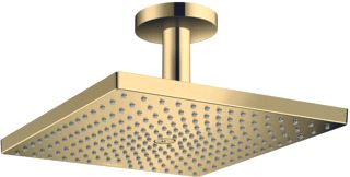 HANSGROHE RAINDANCE E SQUARE HOOFDDOUCHE E300 1JET MET PLAFONDBEVESTIGING 15.8CM 30X30CM POLISHED GOLD 