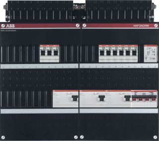 ABB HAF INSTALLATIEKAST 3-FASEN 9 GROEPEN 3 ALS HS 40A 4P 48MOD BELTRANSFORMATOR KUNSTSTOF IP20 HXBXD 330X440X90MM