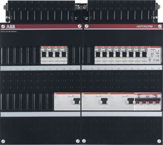 ABB HAF INSTALLATIEKAST 3-FASEN 12 GROEPEN 3 ALS HS 40A 4P 48MOD BELTRANSFORMATOR KUNSTSTOF IP20 HXBXD 330X440X90MM