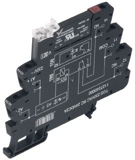 WEIDMULLER TOS 230VAC RC 48VDC0,1A; TERMSERIE SOLID-STATE RELAY RATED CONTROL VOLTAGE 230V AC +/-10 PROCENT RATED SWITCHING VOLTAGE VAN 3V TOT 48V DC RATED WISSELSTROOM 100 MA SCHROEFAANSLUITING