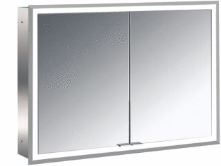 EMCO ASIS PRIME SPIEGELKAST INBOUW MET 2 DEUREN MET LED VERLICHTING RONDOM 100X73CM MET VERSPIEGELDE ACHTERWAND 