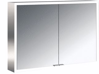 EMCO ASIS PRIME SPIEGELKAST OPBOUW MET 2 DEUREN MET LED VERLICHTING RONDOM 100X70CM MET WIT GLAZEN ACHTERWAND 