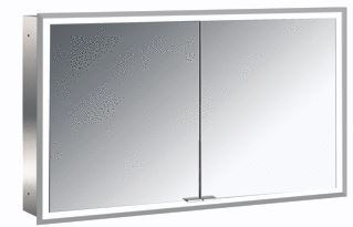 EMCO ASIS PRIME SPIEGELKAST INBOUW MET 2 DEUREN MET LED VERLICHTING RONDOM 120X73CM MET WIT GLAZEN ACHTERWAND 