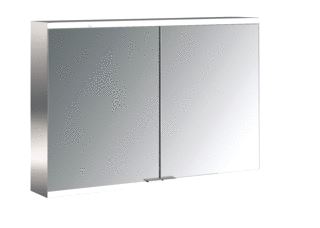 EMCO ASIS PRIME 2 SPIEGELKAST OPBOUW MET 2 DEUREN MET LED VERLICHTING MET LICHTPAKKET 100X70CM MET WITTE GLAZEN ACHTERWAND 