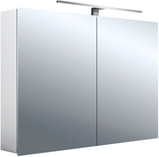 EMCO ASIS MEE SPIEGELKAST OPBOUW MET 2 DEUREN MET LED VERLICHTING 100X70X15.5CM ALUMINIUM LOOK 