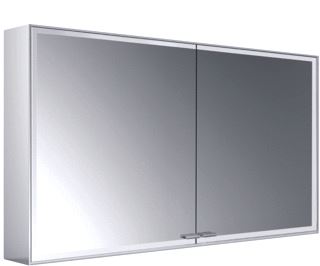 EMCO ASIS PRESTIGE 2 SPIEGELKAST OPBOUW MET 2 DEUREN ZONDER LICHTSYSTEEM MET LED VERLICHTING RONDOM 118.8X63.9X17.7CM MET TOUCH BEDIENINGSPANEEL ALUMINIUM LOOK 