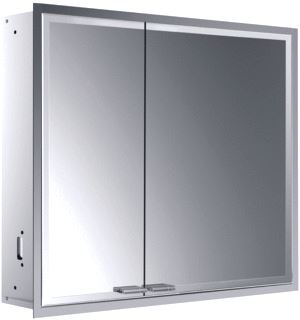 EMCO ASIS PRESTIGE 2 SPIEGELKAST INBOUW MET 2 DEUREN ZONDER LICHTSYSTEEM MET LED VERL. MET BREDE DEUR RECHTS 81.4X66.6X17.7CM MET TOUCH BEDIENINGSPANEEL ALUMINIUM LOOK 