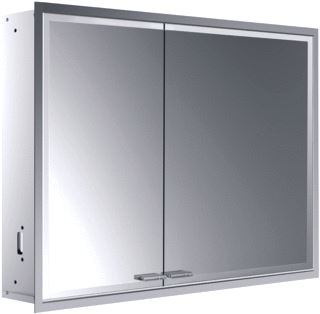 EMCO ASIS PRESTIGE 2 SPIEGELKAST INBOUW MET 2 DEUREN ZONDER LICHTSYSTEEM MET LED VERL. MET BREDE DEUR RECHTS 91.4X66.6X17.7CM MET TOUCH BEDIENINGSPANEEL ALUMINIUM LOOK 