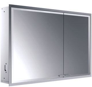 EMCO ASIS PRESTIGE 2 SPIEGELKAST INBOUW MET 2 DEUREN ZONDER LICHTSYSTEEM MET LED VERL. MET BREDE DEUR LINKS 101.4X66.6X17.7CM MET TOUCH BEDIENINGSPANEEL ALUMINIUM LOOK 