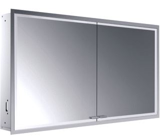 EMCO ASIS PRESTIGE 2 SPIEGELKAST INBOUW MET 2 DEUREN ZONDER LICHTSYSTEEM MET LED VERLICHTING RONDOM 121.4X66.6X17.7CM MET TOUCH BEDIENINGSPANEEL ALUMINIUM LOOK 