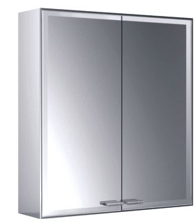 EMCO ASIS PRESTIGE 2 SPIEGELKAST OPBOUW MET 2 DEUREN MET LICHTSYSTEEM 58.8X63.9X17.7CM BEDIENING VIA APP OF TOUCH BEDIENINGSPANEEL ALUMINIUM LOOK 