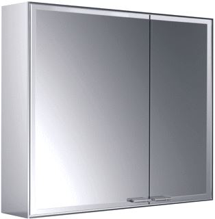 EMCO ASIS PRESTIGE 2 SPIEGELKAST OPBOUW MET 2 DEUREN MET LICHTSYSTEEM MET BREDE DEUR LINKS 78.8X63.9X17.7CM BEDIENING VIA APP OF TOUCH BEDIENINGSPANEEL ALUMINIUM LOOK 