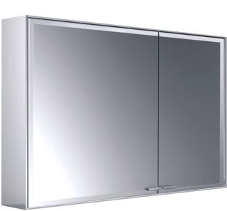 EMCO ASIS PRESTIGE 2 SPIEGELKAST OPBOUW MET 2 DEUREN MET LICHTSYSTEEM MET BREDE DEUR LINKS 98.8X63.9X17.7CM BEDIENING VIA APP OF TOUCH BEDIENINGSPANEEL ALUMINIUM LOOK 