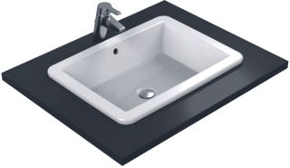 IDEAL STANDARD STRADA INBOUWWASTAFEL 59.5X43.5CM MET OVERLOOP ZONDER KRAANPLATEAU IDEAL PLUS WIT 