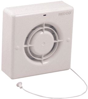 NEDCO CR 100 BADKAMER/TOILETVENTILATOR 100MM 85 M3/H WIT KUNSTSTOF