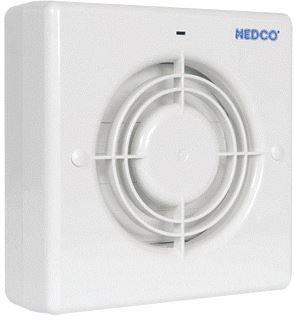 NEDCO CR 120A BADKAMER/TOILETVENTILATOR 120MM 130 M3/H WIT KUNSTSTOF MET AUTOMATISCHE LAMELLEN 