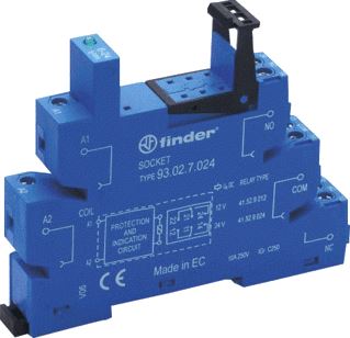 FINDER AANSLUITVOET (BLAUW) MET SCHROEFAANSLUITING VOOR 35 MM RAILMONTAGE 60VAC/DC VOOR RELAIS 41.52 