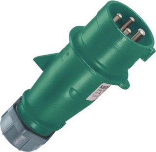 MENNEKES CEE-CONTACTSTOP SCHROEFKLEM 32A 4-POLIG 50-500V 10U KUNSTSTOF IP44 BUIGBEVEILIGING GROEN RAL6010