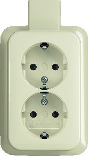 ABB BUSCH JAEGER 2-VOUDIGE WANDCONTACTDOOS OPBOUW SCHROEF KINDERBEVEILIGING IP21 IK03 BEIGE RAL1013 