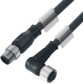 WEIDMULLER SENSOR/ACTORKABEL 4-POLIG 4A 250V M12 FEMALE M12 MALE HALOGEENVRIJ AFGESCHERMD IP65 3 METER ZWART 