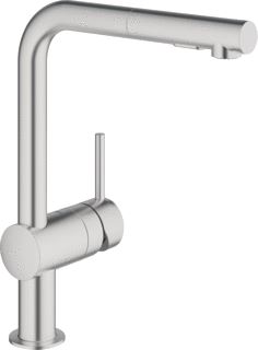 GROHE MINTA KEUKENMENGKRAAN EENGREEPS DUAL SPRAY UITTREKBAAR 328MM HOOGTE 223MM VOORSPRONG L-UITLOOP DRAAIBAAR SUPERSTEEL