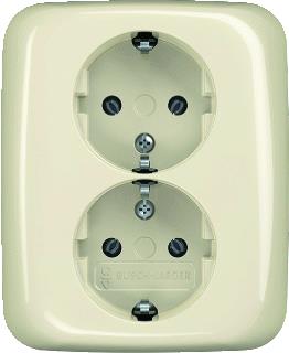 ABB BUSCH-JAEGER 2-VOUDIGE WANDCONTACTDOOS INBOUW SCHROEF IP21 IK03 BEIGE RAL1013