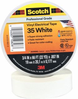 3M SCOTCH 35 ZELFKLEVENDE TAPE POLYVINYLCHLORIDE (PVC) WIT (BXL) 19.05MMX20.117M TOEPASSING ISOLATIE/MARKEREN DIKTE 0.18MM TEMPERATUURBESTENDIGHEID-10 +105GRADEN C ISOLEREND 