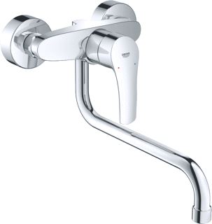 GROHE EUROSMART KEUKENMENGKRAAN LAGE UITLOOP EN WAND SPRONG 150MM CHROOM