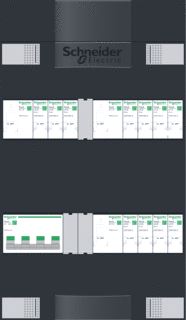 SCHNEIDER ELECTRIC 9-GROEPENKAST 3-FASCHNEIDER ELECTRIC HOOFDSCHAKELAAR MET 3 AARDLEKSCHAKELAARS (3/3/3) MET FORNUISGROEP