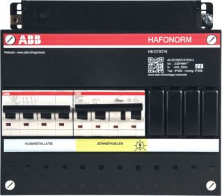 ABB HAFONORM INSTALLATIEKAST PV-AANSLUITING 3-FASEN 12-MOD 2-GROEPEN KUNSTSTOF IP2XC HXBXD 220X165X90MM 