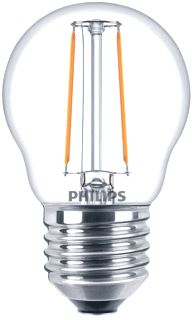 PHILIPS LED-LAMP KOGELLAMP E27 2W 250LM 2700K CRI80-89 HELDER WIT IP20 DXL 45X78MM 