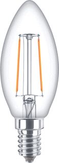 PHILIPS LED-LAMP KAARS E14 2W 250LM 2700K CRI80-89 HELDER WIT IP20 DXL 35X97MM 