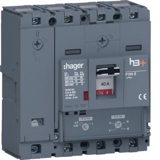 HAGER VERMOGENSAUTOMAAT H3+ P160 TM 4P4D N0-100% 40 A 70 KA KOOIKLEMMEN