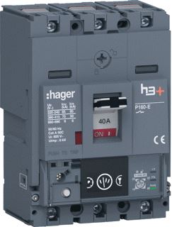 HAGER VERMOGENSAUTOMAAT H3+ P160 ENERGY 3P3D 40 A 70 KA KOOIKLEMMEN