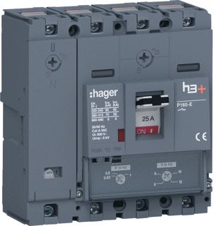 HAGER VERMOGENSAUTOMAAT H3+ P160 TM 4P4D N0-100% 25 A 70 KA KOOIKLEMMEN