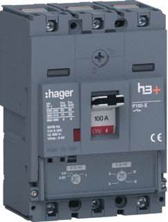 HAGER VERMOGENSAUTOMAAT H3+ P160 TM 3P3D 100 A 70 KA KOOIKLEMMEN