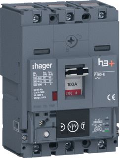 HAGER VERMOGENSAUTOMAAT H3+ P160 ENERGY 3P3D 100 A 70 KA KOOIKLEMMEN