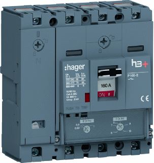 HAGER VERMOGENSAUTOMAAT H3+ P160 TM 4P4D N0-100% 160 A 70 KA KOOIKLEMMEN