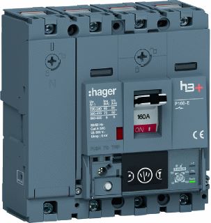 HAGER VERMOGENSAUTOMAAT H3+ P160 ENERGY 4P4D N0-50-100% 160 A 70 KA KOOIKLEMMEN