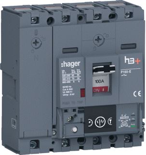 HAGER VERMOGENSAUTOMAAT H3+ P160 ENERGY 4P4D N0-50-100% 100 A 70 KA KOOIKLEMMEN 