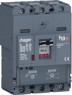 HAGER VERMOGENSAUTOMAAT H3+ P160 TM 3P3D 160 A 70 KA KOOIKLEMMEN