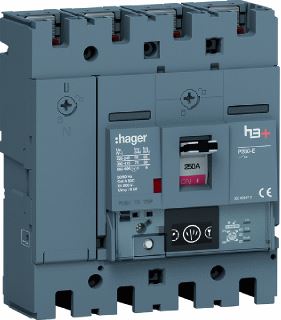 HAGER VERMOGENSAUTOMAAT H3+ P250 ENERGY 4P4D N0-50-100% 250 A 70 KA BOUTAANSLUITING