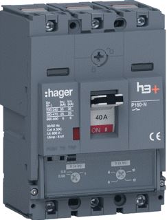 HAGER VERMOGENSAUTOMAAT H3+ P160 TM 3P3D 40 A 25 KA KOOIKLEMMEN