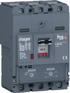 HAGER VERMOGENSAUTOMAAT H3+ P160 TM 3P3D 40 A 50 KA KOOIKLEMMEN