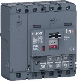 HAGER VERMOGENSAUTOMAAT H3+ P160 LSI 4P4D N0-50-100% 100 A 50 KA KOOIKLEMMEN